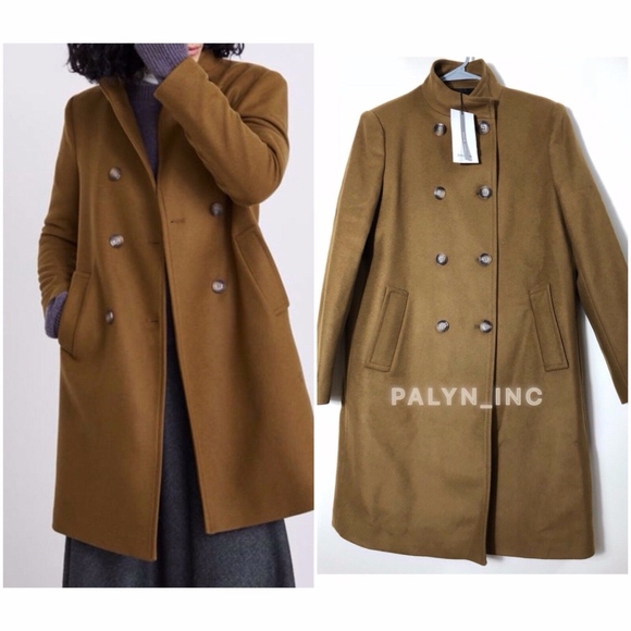 ❤️SOLD OUT ♥️ ZARA TOFFEE HIGH COLLAR BUTTONED COAT - Picture 2 of 8